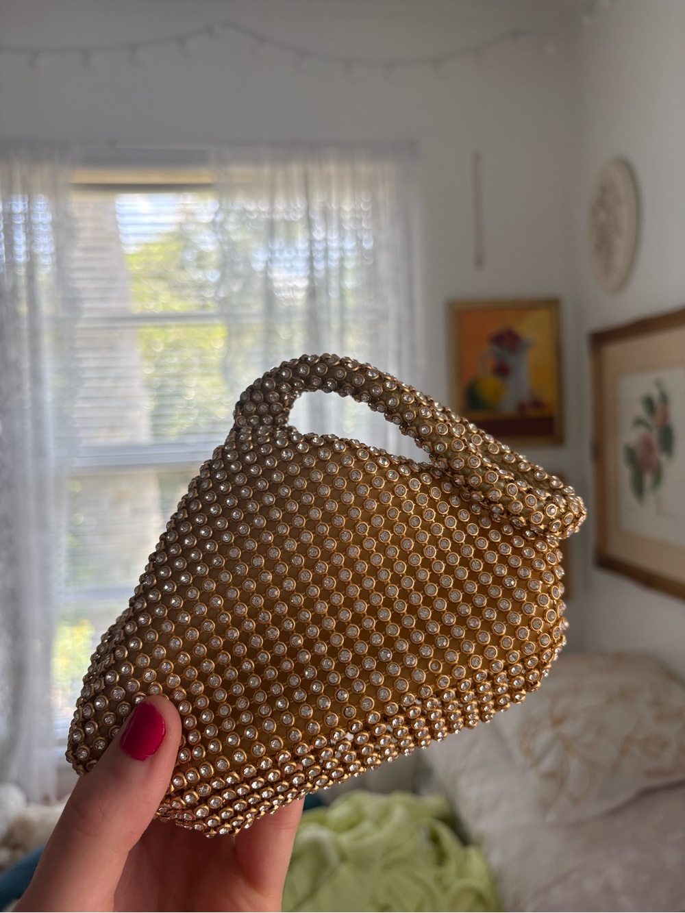 Princess Polly Gold Beaded Mini Top-Handle Bag